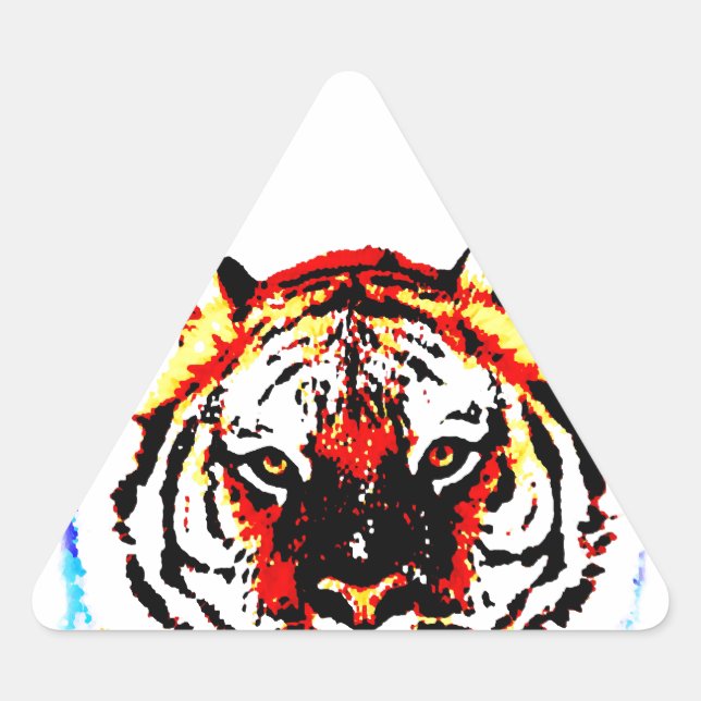 Wild Tiger Dreieckiger Aufkleber (Vorderseite)