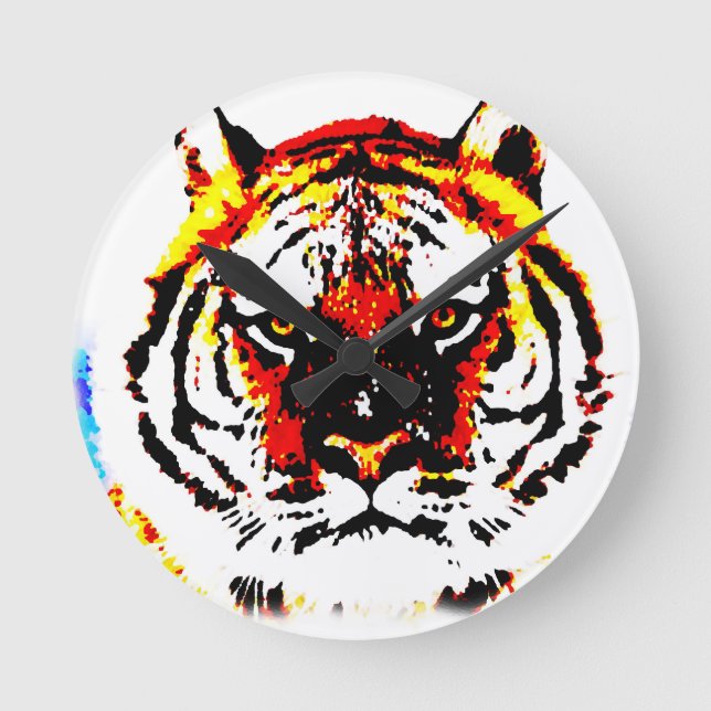 Wild Tiger Eyes Runde Wanduhr (Vorderseite)