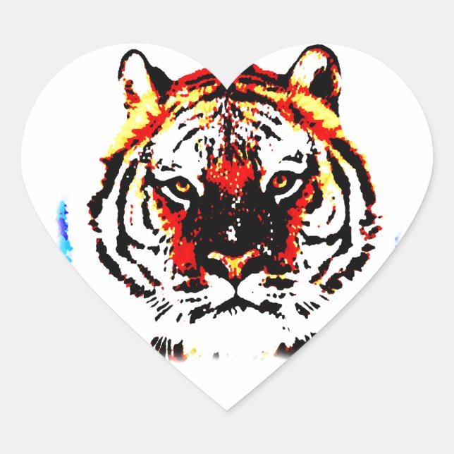 Wild Tiger Herz-Aufkleber (Vorderseite)