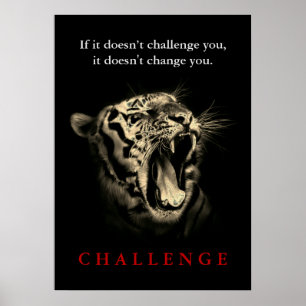 Wild Tiger Motivierend Challenge Vintag Sepia Poster
