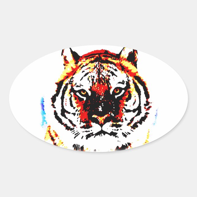 Wild Tiger Ovaler Aufkleber (Vorderseite)