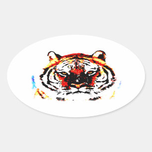 Wild Tiger Ovaler Aufkleber