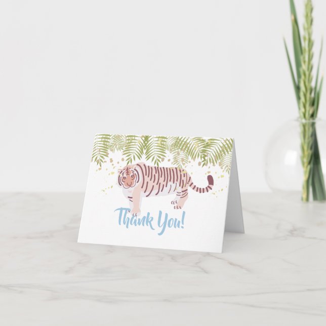 Wild Tiger Palm Tree Blätter Light Blue Dankeskarte (Vorderseite)