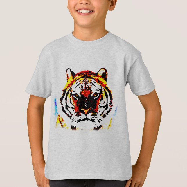 Wild Tiger Pop Art T-Shirt (Vorderseite)