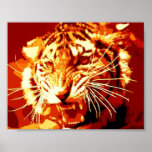 Wild Tiger Print Poster - Pop Art<br><div class="desc">Tiger Face Pop Art - Wilde Tiere - Wilde Katzen Tiger Kopf Digitales Kunstwerk</div>