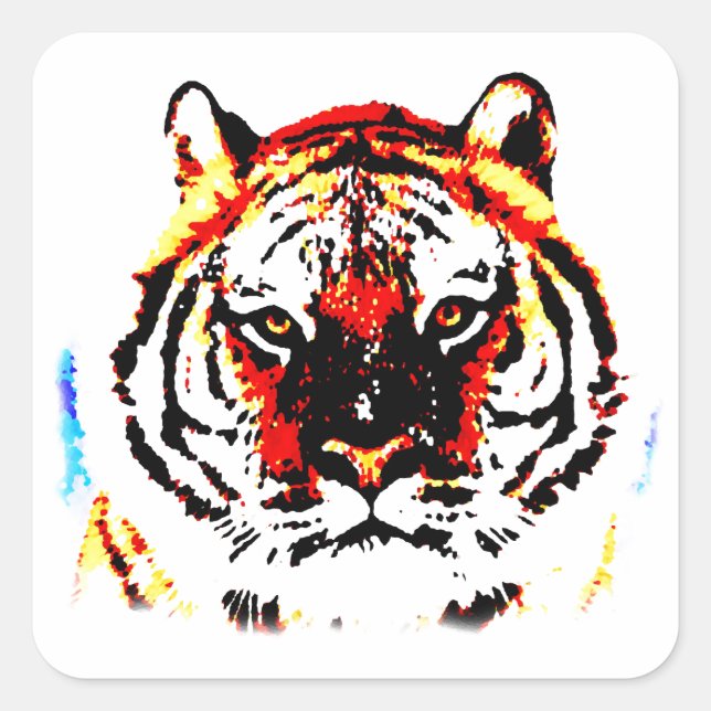 Wild Tiger Quadratischer Aufkleber (Vorderseite)