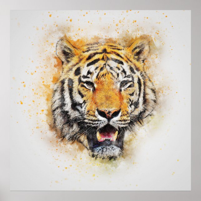 Wild Tiger Safari Jungle Artwork Foto Poster (Vorne)