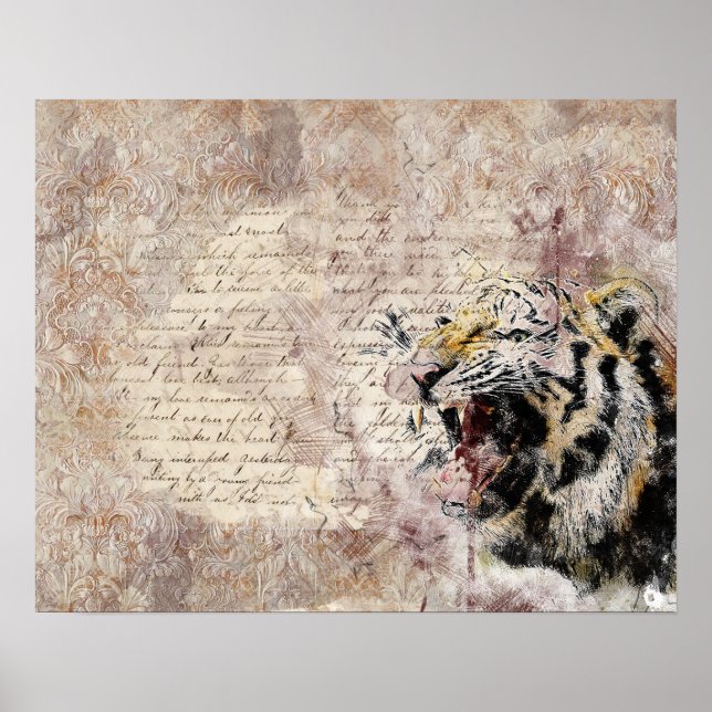 Wild Tiger Safari Jungle Artwork Foto Poster (Vorne)