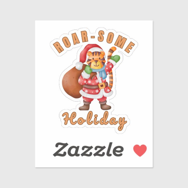 Wild Tiger Santa Christmas Roarsome Holiday Animal Aufkleber (Blatt)