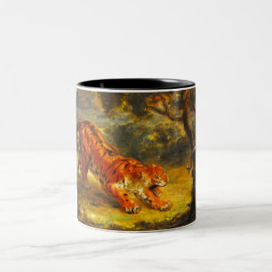 Wild Tiger und eine Schlange (Tierart) Zweifarbige Tasse