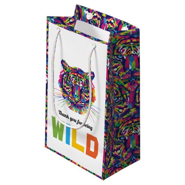 Wild Tiger, vielen Dank für die Tasche Kleine Geschenktüte (Vorderseite Schrägansicht)