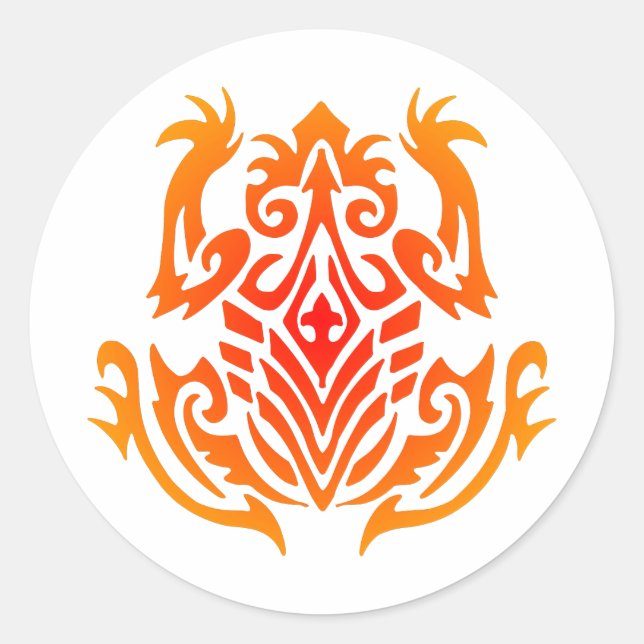 Wild Tribal Frog Tattoo Runder Aufkleber (Vorderseite)