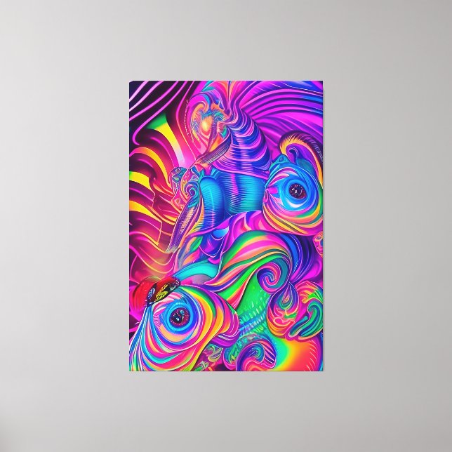 Wild Trippy Abstraktes Muster Psychedelic Art Colo Leinwanddruck (Vorderseite)