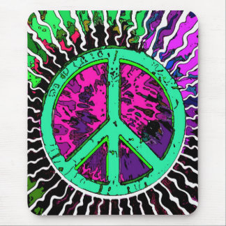 Wild Trippy Hippie Peace Sign Mousepad