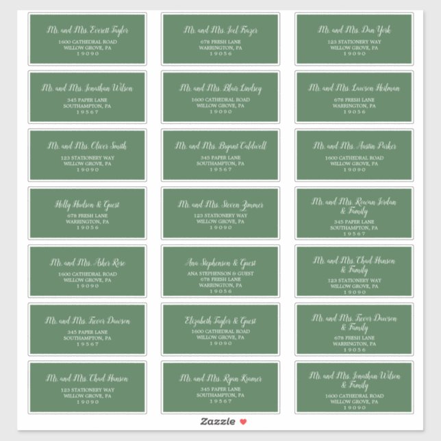 Wild Tropical Green Wedding Guest Address Labels (Blatt)