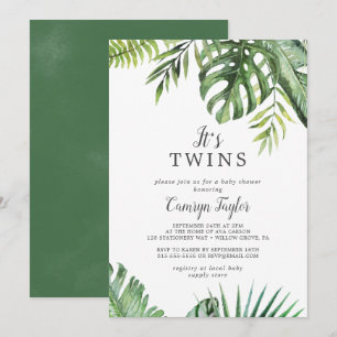 Wild Tropical It's Twins Baby Shower Einladung
