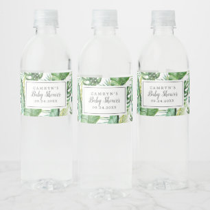 Wild-Tropical Palm Baby Dusche Wasser Flasche Etik