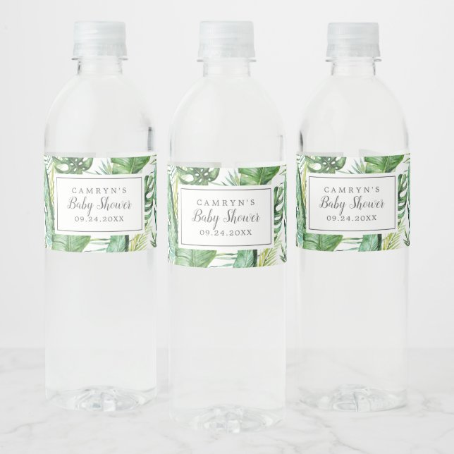 Wild-Tropical Palm Baby Dusche Wasser Flasche Etik (Flaschen)