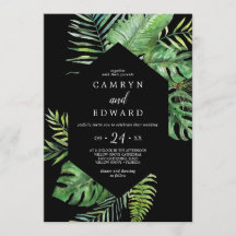 Wild Tropical Palm | Black Hexagon Lässig Wedding