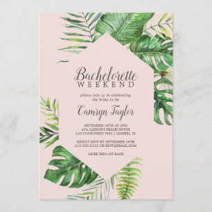 Wild Tropical Palm   Blush Bachelorette Wochenende Einladung