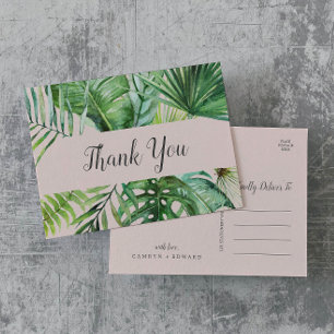 Wild Tropical Palm   Blush Vielen Dank Postcard Postkarte