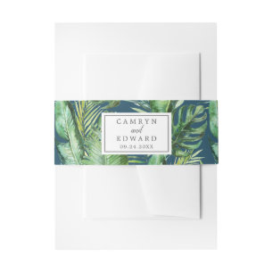 Wild Tropical Palm   Navy Invasion Bauchband Einladungsbanderole