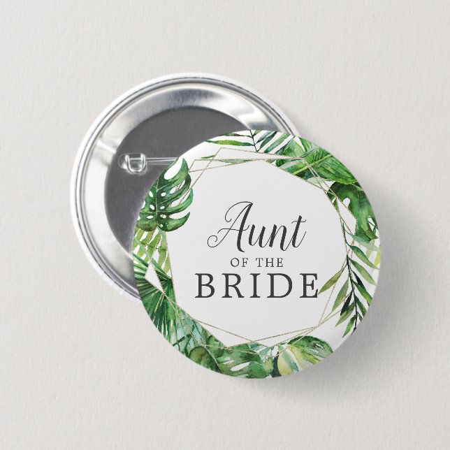 Wild Tropical Palm Tante der Bride Button (Vorne & Hinten)