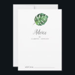 Wild Tropical Palm Wedding Hinweiskarte<br><div class="desc">Diese Karte ist ideal für einen Strand oder eine Hochzeit in Urlaubsort und kann für jede Veranstaltung verwendet werden. Das Design besticht durch eine exotische Auswahl an grünen Bananenpalmen, Farnen, Blattwerk, botanischen Pflanze und Grünpflanzen, die für einen tropischen Sommer sorgen. Diese Ratschläge können als Gästebuchalternative für Hochzeitsempfang, Brautparty, Babydusche oder...</div>