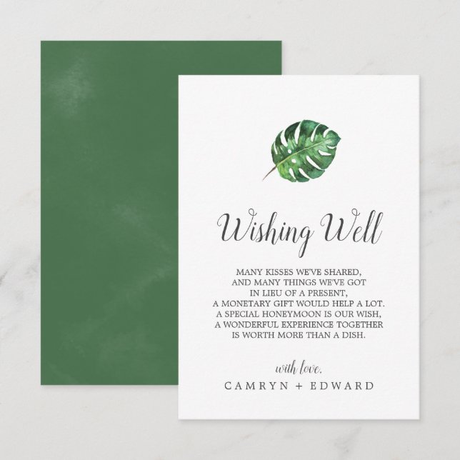 Wild Tropical Palm Wedding Well Well Card Begleitkarte (Vorne/Hinten)