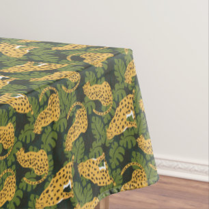 Wild Tropical Safari Leopard Jungle Palms Tischdecke