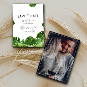 Wild tropische Palmen Blätter & Modernes Hochzeits Save The Date