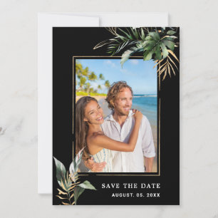 Wild-tropisches Foliage-Hochzeitssemble-Foto Save The Date