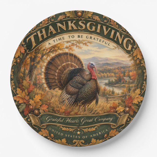 Wild Truthahn Thanksgiving Pappteller (Vorderseite)