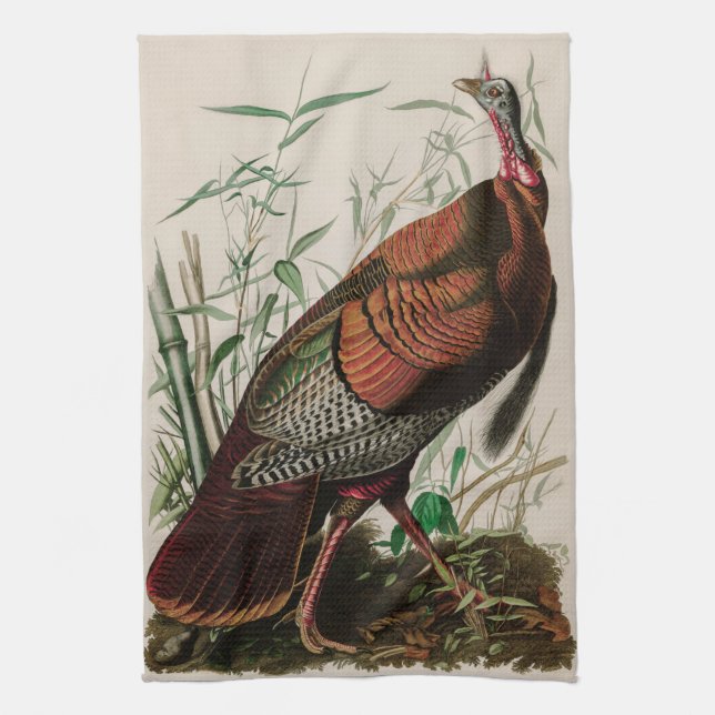 Wild Turkey Birds of America Audubon Print Geschirrtuch (Vertikal)