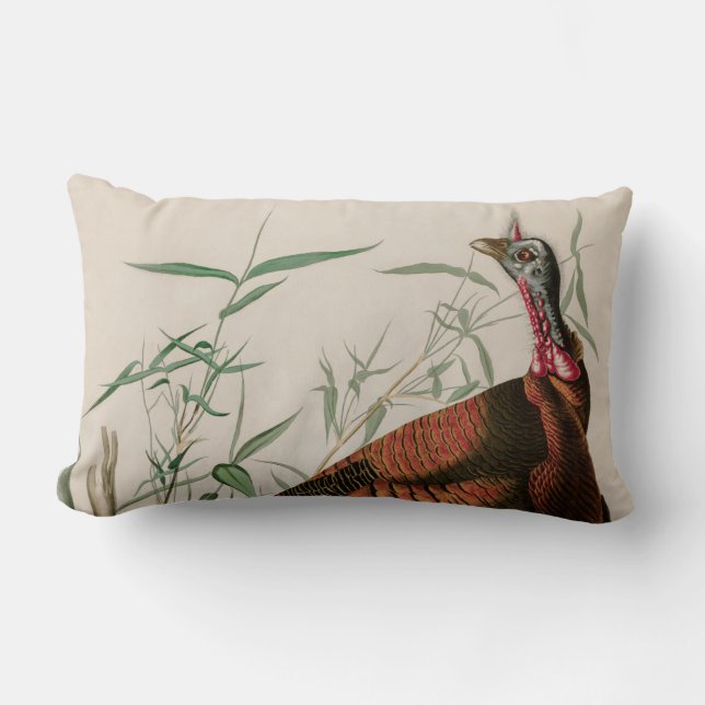 Wild Turkey Birds of America Audubon Print Lendenkissen (Vorderseite)