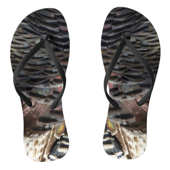 Wild Turkey Feathers I Abstrakt Nature Design Flip Flops (Fußbett)
