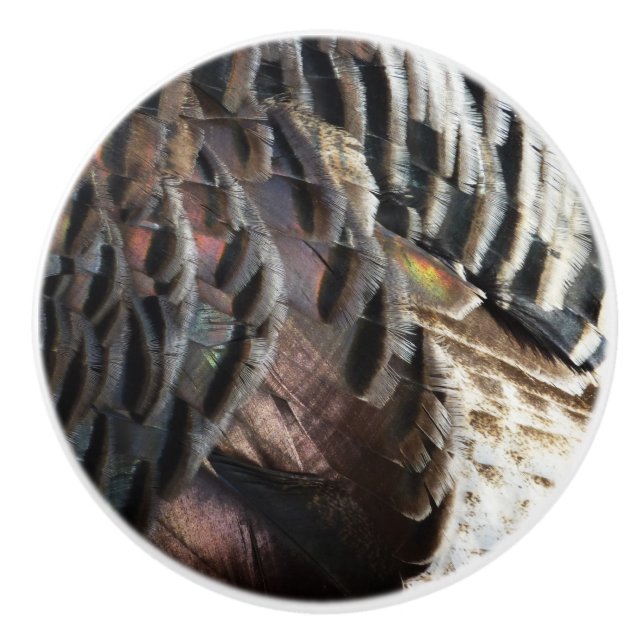 Wild Turkey Feathers I Abstrakt Nature Design Keramikknauf (Vorderseite)