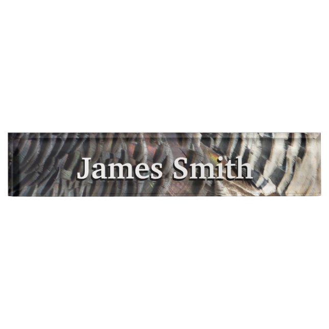 Wild Turkey Feathers I Abstrakt Nature Design Namensplakette (Vorderseite)