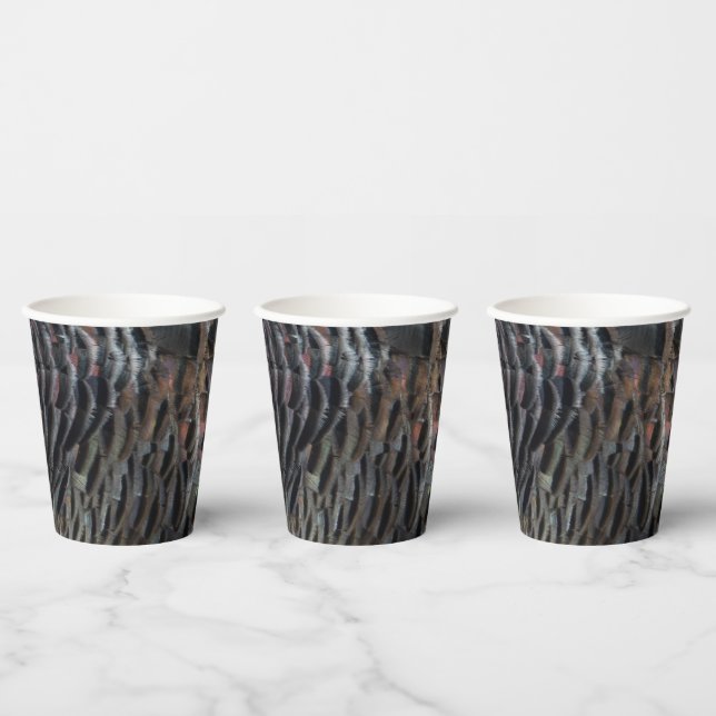 Wild Turkey Feathers I Abstrakt Nature Design Pappbecher (Multi)