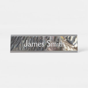 Wild Turkey Feathers I Abstrakt Nature Design Schreibtischnamensplakette