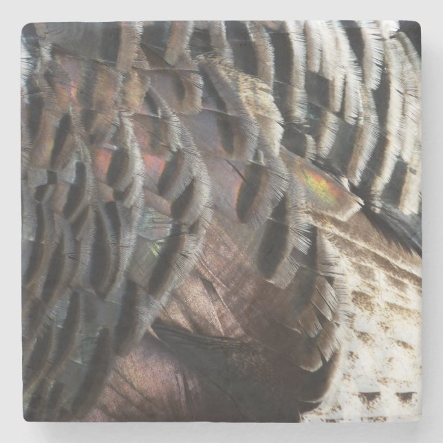 Wild Turkey Feathers I Abstrakt Nature Design Steinuntersetzer (Vorderseite)