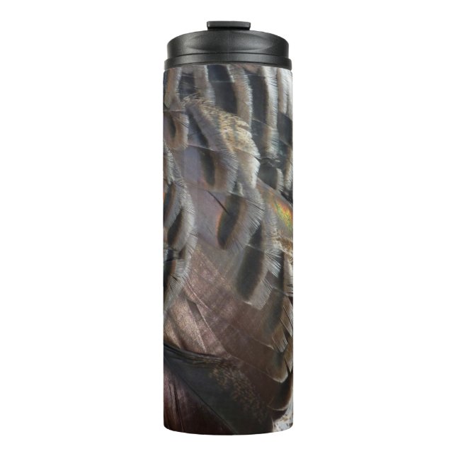 Wild Turkey Feathers I Abstrakt Nature Design Thermosbecher (Vorderseite)