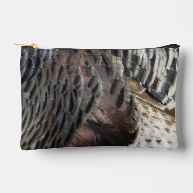 Wild Turkey Feathers I Abstrakt Nature Design Zubehörtasche (Vorderseite)