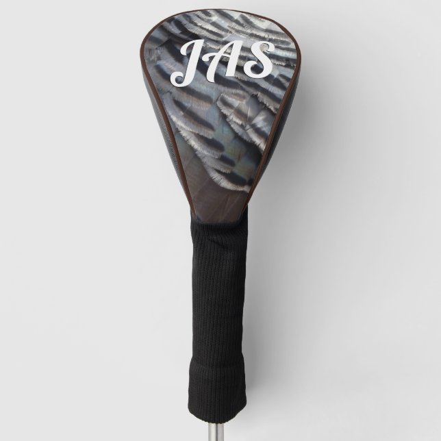 Wild Turkey Feathers II Abstrakte Naturgestaltung Golf Headcover (Vorderseite)