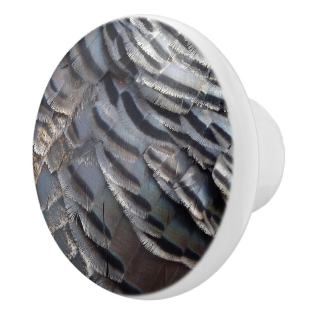 Wild Turkey Feathers II Abstrakte Naturgestaltung Keramikknauf (Rechts)