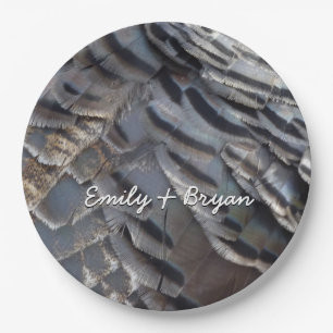 Wild Turkey Feathers II Abstrakte Naturgestaltung Pappteller