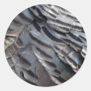 Wild Turkey Feathers II Abstrakte Naturgestaltung Runder Aufkleber