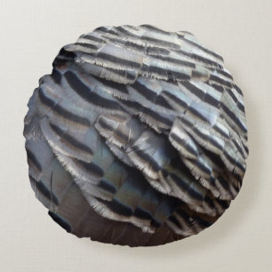 Wild Turkey Feathers II Abstrakte Naturgestaltung Rundes Kissen