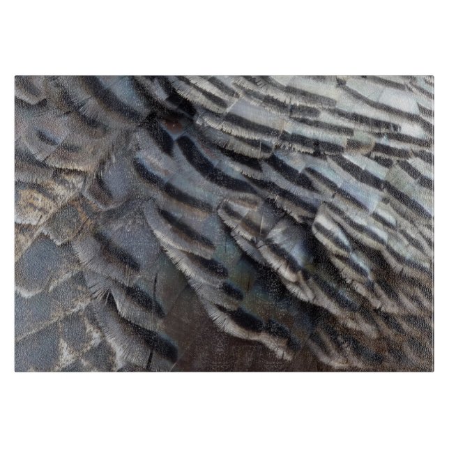 Wild Turkey Feathers II Abstrakte Naturgestaltung Schneidebrett (Vorderseite)