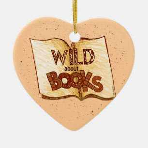 Wild über Bücher, die Herzverzierungen lesen Keramikornament